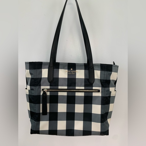 New Kate Spade Black and White Checkered Tote - Picture 1 of 9